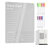 Chore Chart Magnetic Chart - Acrylic, Planner Board, Dry Erase Layout | Includes 8 Markers, Checklist Board, Family Organizer For Teens, Kids, Adults, Kitchen, Refrigerator, Daily Schedule, Task