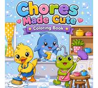Chores Made Cute: A Kawaii Creatures Coloring Book: 30 Adorable Scenes of Cute Critters Tidying, Washing, Cooking & Cleaning - A Wholesome Colouring Adventure