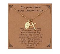 chorfla Collar de cruz de bautizo, regalo para niñas, collar de corazón con cruz de la Virgen Católica María, confirmación, primera comunión, joyería religiosa cristiana, regalo para niñas y mujeres