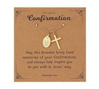 chorfla Collar de cruz de bautizo, regalo para niñas, collar de corazón con cruz de la Virgen Católica María, confirmación, primera comunión, joyería religiosa cristiana, regalo para niñas y mujeres