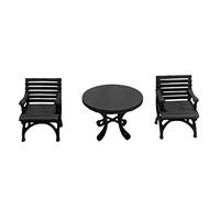 Chosertory 3 Piezas Miniatura Casa Muñecas Silla Accesorios Modelados Resina Impermeable Elaboración Realista para Decoración de Jardín Estudio, Negro