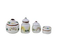 Chosertory 4 Piezas Tarro de Cocina Miniatura Casa de Muñecas Decorativo Cerámica Juguete Adecuado para Manualidad Regalo Cena Cumpleaños