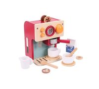 Chosertory Cafetera de Juguete para Niños Máquina de Café Juguete de Cocina Set de Juego de rol Madera Vintage con Cucharas y Tazas Adecuada para Aprendizaje Social Juegos en Casa Decoración