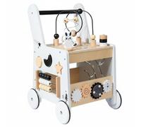 Chosertory Carrito de Aprendizaje para Niños Bebé Pusher de Madera Centro Educativo Multifunción Carro con Laberinto de y Deslizadores de Animales Adecuado para