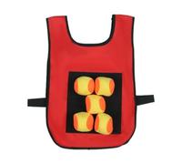 Chosertory Chaleco con Pelota Adhesiva para Niños, Juego de Balón Prisionero, Chaleco con para Lanzar Pelotas, Hecho de Tela Oxford Y 5 Pelotas Adhesivas, Niños Rojos