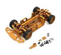 Chosertory Chasis de Coche RC 1/28 Chasis Bastidor Marco Aleación 6061 de 8 Ajustes de Distancia Entre Ejes 90-122mm Diferenciales Compatibilidad con Electrónica, Oro