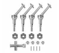 Chosertory Cvd Drive Shaft Eje Transmisión CVD RC Coche Cardán Metal Endurecido 65mm Menos Vibración Control Mejorado Compatible con Ejes Frontal y Posterior, Juego, Plata-Titanio