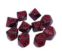 Chosertory Dados Poliédricos de 10 Piezas, 10 Caras, Material Acrílico, Números Fáciles de Leer, Superficie Lisa, Fáciles de, Adecuados Pa, Rojo