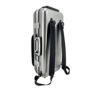Chosertory Estuche para Saxofón Alto Estuche Rígido Funda Protectora Maletín de Viaje de Fibra de Carbono con Bolsillo Frontal de Oxford y Correas Acolchadas, Plata Cepillada, Sin Ruedas