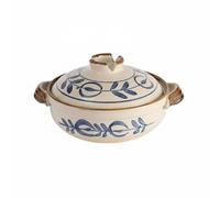 Chosertory Japonesa para Cocina Doble Asa Artesanal con Diseño Pintado a Mano Cocinar Guisos Familia, 1.2L, Karakusa