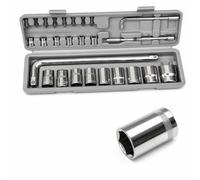 Chosertory Juego Carraca con Vasos 28 Piezas y Estuche Rigido con Tapa para Organizar Herramientas Taller Mecanico Kit para Reparacion Coches y con Mango, 18MM