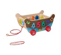 Chosertory Juego de Clasificación de Formas con Cubo de Madera Juguete Carro de para Enhebrar Y Sensorial para Estimulación Cognitiva Coordinaci, con Número