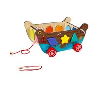 Chosertory Juego de Clasificación de Formas con Cubo de Madera Juguete Carro de para Enhebrar Y Sensorial para Estimulación Cognitiva Coordinaci, con Geometría