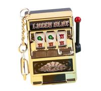 Chosertory Llavero de Máquina Tragamonedas con Carrete Giratorio, Colgante Creativo para Bolso, Llavero de Recuerdo con Juegos Divertidos para Hombres Y Niños, Dorado