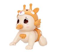 Chosertory Muñeca Bebé, Juguete para Gatear, Muñeca Eléctrica para Gatear, Juguete Educativo, Juguete de Desarrollo para Muñecas Eléctricas Que Cantan para Bebés, Naranja