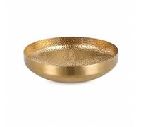 Chosertory Profundo Fuente Bol Bandeja de Acero Inoxidable con Diseño Martillado Que Refleja la Luz Estable y Apto para Ensaladas O Platos Calientes Adecuado, Dorado, 26CM