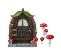 Chosertory Puerta de Jardín de Hadas, Decoración de Exteriores, Adorno de Madera, Puerta Decorativa de Resina para de Jardín.