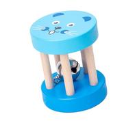 Chosertory Sonajero de Madera para Bebé con Rodillo Infantil Campana Central Juguete de Estimulación Sensorial Ayuda Al Desarrollo Motor Adecuado para, Azul
