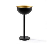 Chosertory Soporte de Vino Soporte Cubo Botellero Pedestal Porta en Acero Inoxidable Liso Vertical y Base Pesada Adecuado para Servicio de Cócteles en Casa Salas , Negro Y Dorado , Redondo Con Soporte