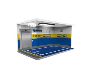 Chosertory Vitrina Acrílica a Escala 1/18 para Coches de Fundición a Presión con Escena de Aparcamiento Iluminada, Azul