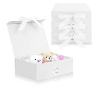 Chostky 4 cajas de regalo con tapa, 23 x 17 x 7 cm, cierre magnético, cajas de regalo plegables, caja de propuesta de dama de honor con cintas para Navidad, Día de la Madre, Día del Padre