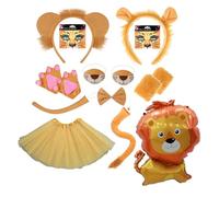 ChouGlow Juego de disfraz de león de 14 piezas, juego de disfraz de animal, orejas de león y cola, faldas de tutú, orejas, diadema, garra, guantes, carnaval, animales, cosplay, cumpleaños, fiesta de
