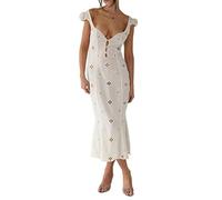 CHOUX Las mujeres ahuecan hacia fuera la flor mini vestido cuello en V ajuste delgado cintura alta una línea cami vestido lindo vestido corto vestido