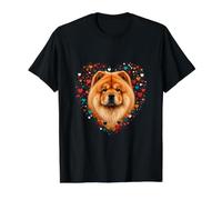 Chow Chow, Amante de los Perros de Corazones Camiseta gráfica económica, Hombre, Negro, XL