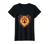 Chow Chow, Amante de los Perros de Corazones Camiseta gráfica económica, Mujer, Negro, S