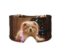 Chow Chow Blanco Fluffy Perros Mascotas Perros Navidad,Máscara para ojos con bloqueo de luz y protección ocular completa para dormir, orejeras y ojos.