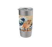 Chow Chow Japonés Kanagawa Wave Surfing Dog Lover Vaso térmico de acero inoxidable de doble pared