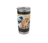 Chow Chow Japonés Kanagawa Wave Surfing Dog Lover Vaso térmico de acero inoxidable de doble pared