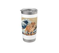 Chow Chow Japonés Kanagawa Wave Surfing Dog Lover Vaso térmico de acero inoxidable de doble pared