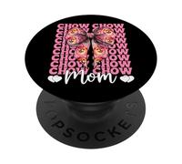 Chow Chow Mom Dog Mama Día de la Madre Coqueta Bow Rosa PopSockets PopGrip Adhesivo