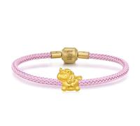 CHOW SANG SANG Pulsera de oro 999 con dije de unicornio para mujeres y hombres, 17 cm, 96245C
