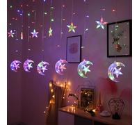 Chpbolly Ramadán - Guirnalda de luces solares para exteriores, decoración de ramadán, lunas, estrellas, luces para pared de dormitorio, boda, fiesta al aire libre, decoraciones de Ramadán (8 pies)