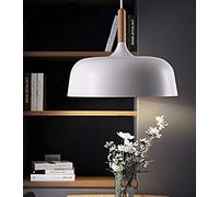 Chrasy E27 Vintage Industrial Iluminación Colgante, 60W Edison Retro Lámpara de Techo Aluminio y Madera Pantallas de Iluminación para Loft Restaurante Coffee Bar (Blanco)