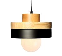 Chrasy Lámpara Colgante de Metal Industrial Vintage Pantalla de Madera Decoración Colgante Iluminación de Techo Moderna Lámparas de Araña Pequeña para Habitacion Restaurante Cocina (Negro)