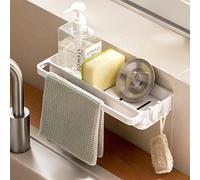 Chrasy Organizador Estropajo Fregadero Guarda Estropajos, ABS de plástico de Organizador Sink Caddy Soporte, Soporte para Esponjas y Trapos Múltiple Funtion Estante para Cocina Cuarto de Baño