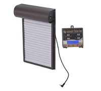 Chrees Abridor de puerta de aluminio programable automático con mando a distancia, sensor de luz para gallinas, patos, gansos, 28 x 20 cm (marrón)