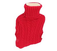 Chrees Bolsa de Agua Caliente de Goma, Calentador de Manos Grande a Prueba de Explosiones de 2000 Ml con Cubierta de Punto Suave, para Aliviar el Dolor Muscular, Calambres Menstruales (navidad roja)