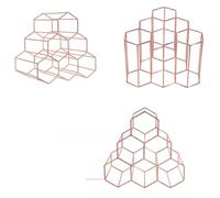 Chrees Botellero de Mesa, Soporte Hexagonal de Metal para 6 Botellas, con Recubrimiento en Polvo Resistente a los Arañazos, para Mostrador, Escritorio, Decoración Industrial Moderna (Dorada)