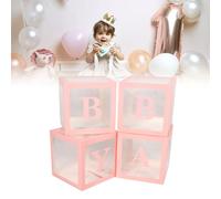 Chrees Decoración de la caja de globo, 4 pernos transparentes con letras, decoración de globos para una propuesta de confesión Baby Shower (rosa)