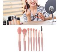 Chrees Juego de brochas de maquillaje profesionales portátiles, cilios suaves, fáciles de usar para mujeres, con bolsa de almacenamiento para maquillaje de ojos, juego de 8 brochas de maquillaje (rosa