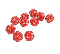 Chrees Juego de mesa de dados poliédricos, 10 piezas, plástico, ligero, 20 lados, para juegos de rol, juegos de mesa, color rojo