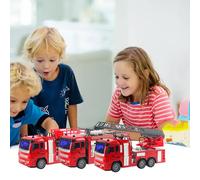 Chrees Juguete de Camión de Bomberos con Control Remoto, Luces Intermitentes, Sonidos de Alarma, Escalera Giratoria 360, Ruedas de Fricción de Tubería de (Camión de Bomberos con Control Remoto