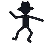 Chrees Juguete Stickman de Madera con Extremidades Móviles, Juego de Rompecabezas de 10 Cartas para Niños en Edad Preescolar (Stickman con Sombrero)