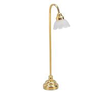 Chrees Lámpara de Pie de Casa de Muñecas en Miniatura, con Diseño de Flores Doradas, Luz LED de Metal Vintage a Escala 1/12 para Decoración de Casa de Muñecas