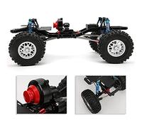 Chrees Marco de rueda de metal, parachoques delantero de aluminio CNC con orificios de montaje de luz LED, engranaje de marcha atrás, 4 puntales de amortiguador independientes, apto para SCX10 II RC