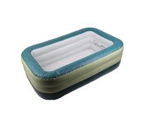 Chrees Piscina Inflable para Niños Rectangular de 1,5 M de PVC Plegable Portátil con Diseño Inflable Automático y Protección Solar para Viajes de Verano Al Aire Libre (Verde)